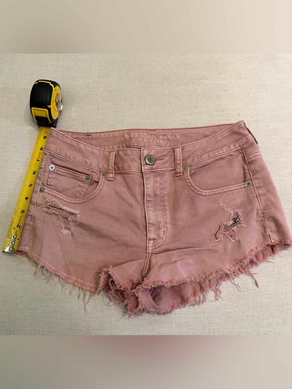 American Eagle Outfitters Dusty Pink Distressed Denim stretch shorts